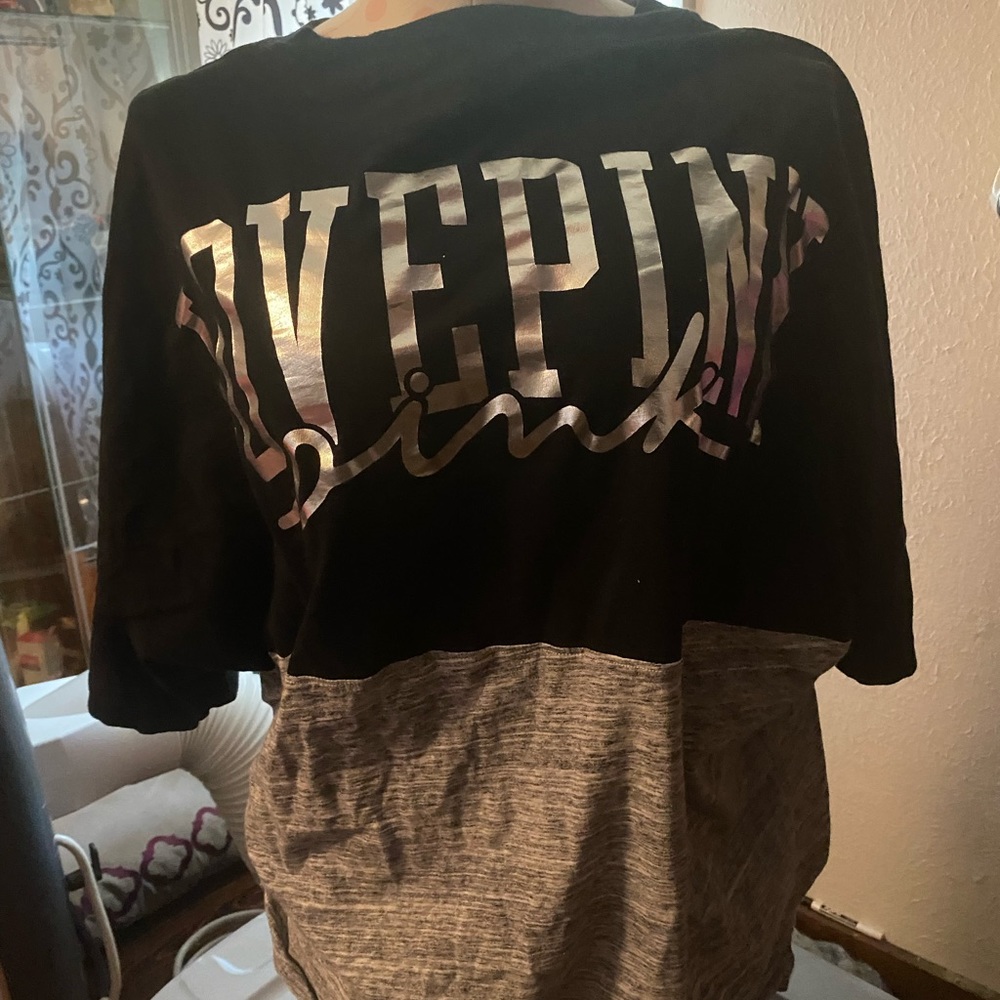 PINK silver foil t shirt size XL